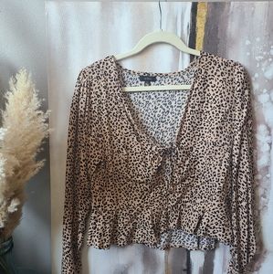 Leopard long-sleeve blouse